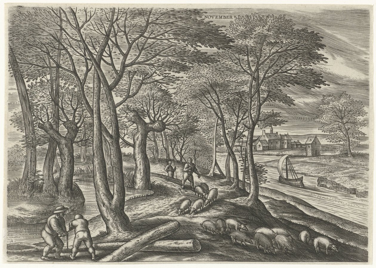 november (cím az objektumon) A tizenkét hónap (sorozat címe) alkotó: Julius Goltzius