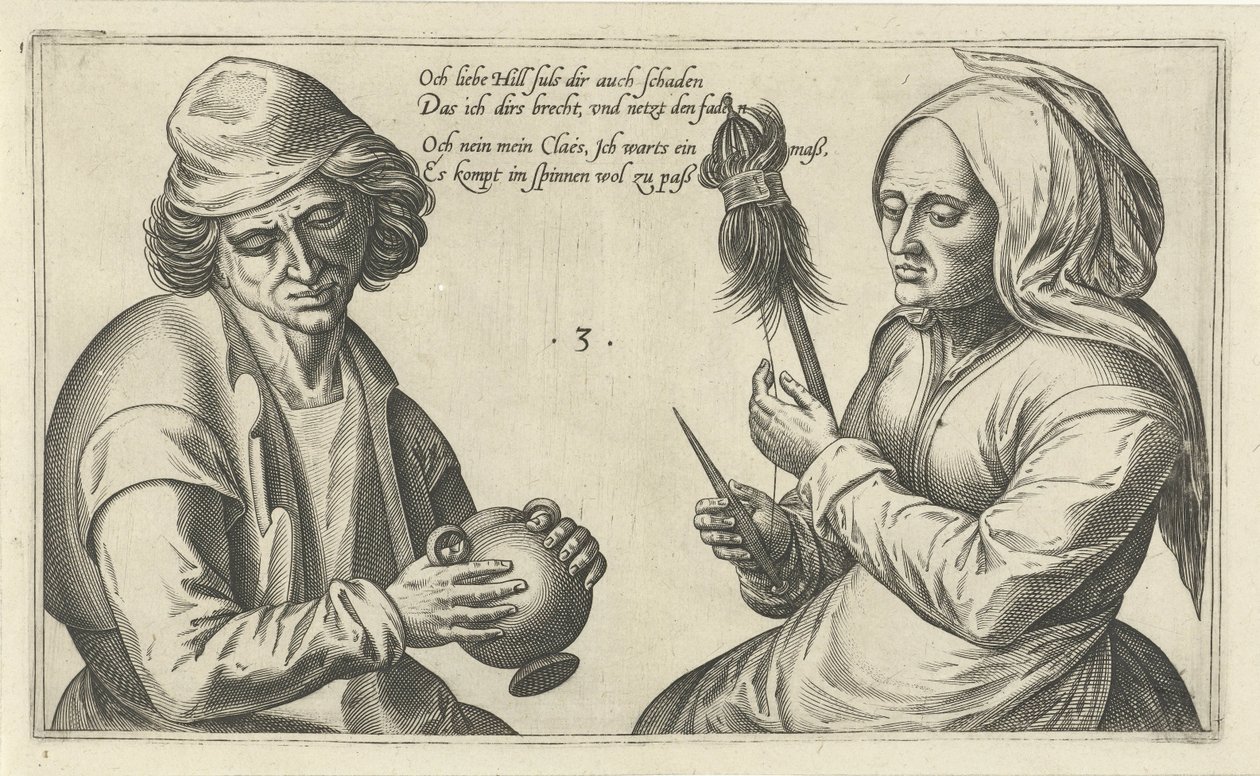Pörgő nő a férjével Szójátékok férfi és nő kapcsolatáról (sorozat címe) alkotó: Julius Goltzius