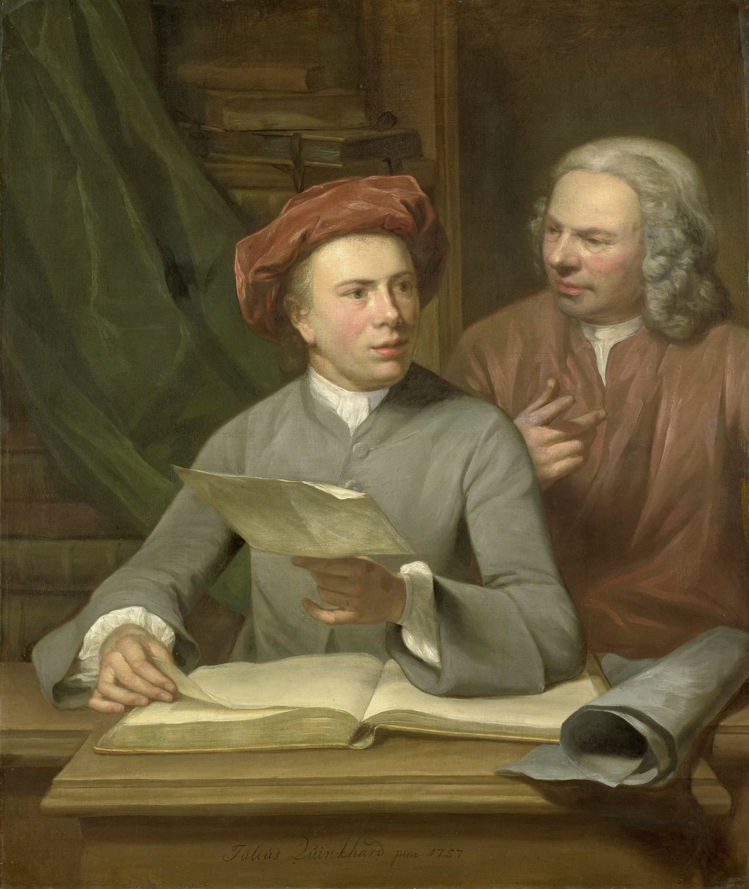 Önarckép. A művész mellett áll apja és tanára, Jan Maurits Quinkhard (1688-1772) alkotó: Julius Henricus Quinkhard