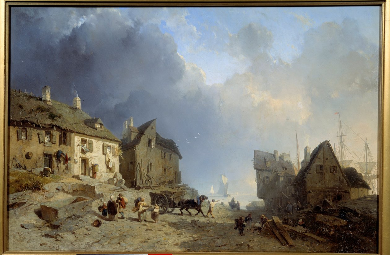 Raklap szállítása Dieppe-ben Jules Hintz (1805-1862) festménye 1850 Roanne Musee Joseph Dechelette alkotó: Julius Hintz