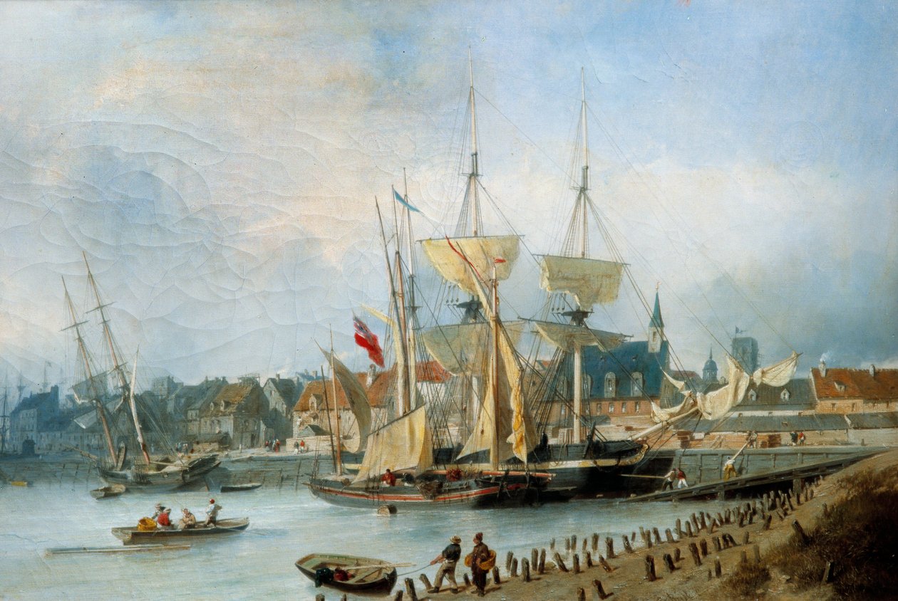The Entrement of the Port of Dieppe Painting by Jules Hintz (1805-1862) alkotó: Julius Hintz