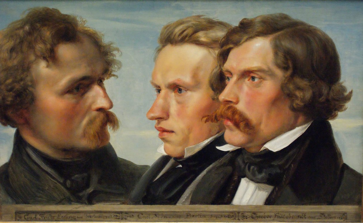 Fiatal Düsseldorf. Csoportportré Karl Friedrich Lessing, Carl Ferdinand Sohn és Theodor Hildebrandt festőkről, 1839 alkotó: Julius Huebner