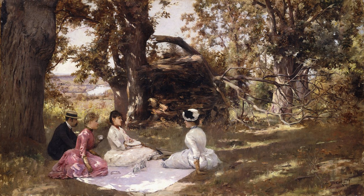 Piknik a fák alatt, 1896 alkotó: Julius Leblanc Stewart