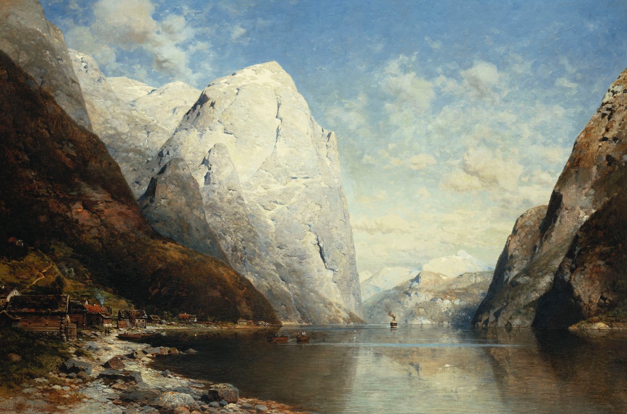 Egy norvég fjord, 1891 alkotó: Julius Rose