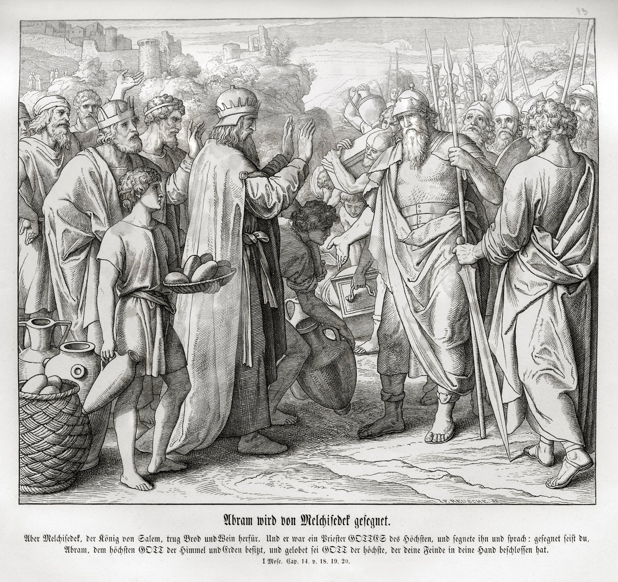 Ábrahámot Melkisédek áldja meg, Genezis alkotó: Julius Schnorr von Carolsfeld