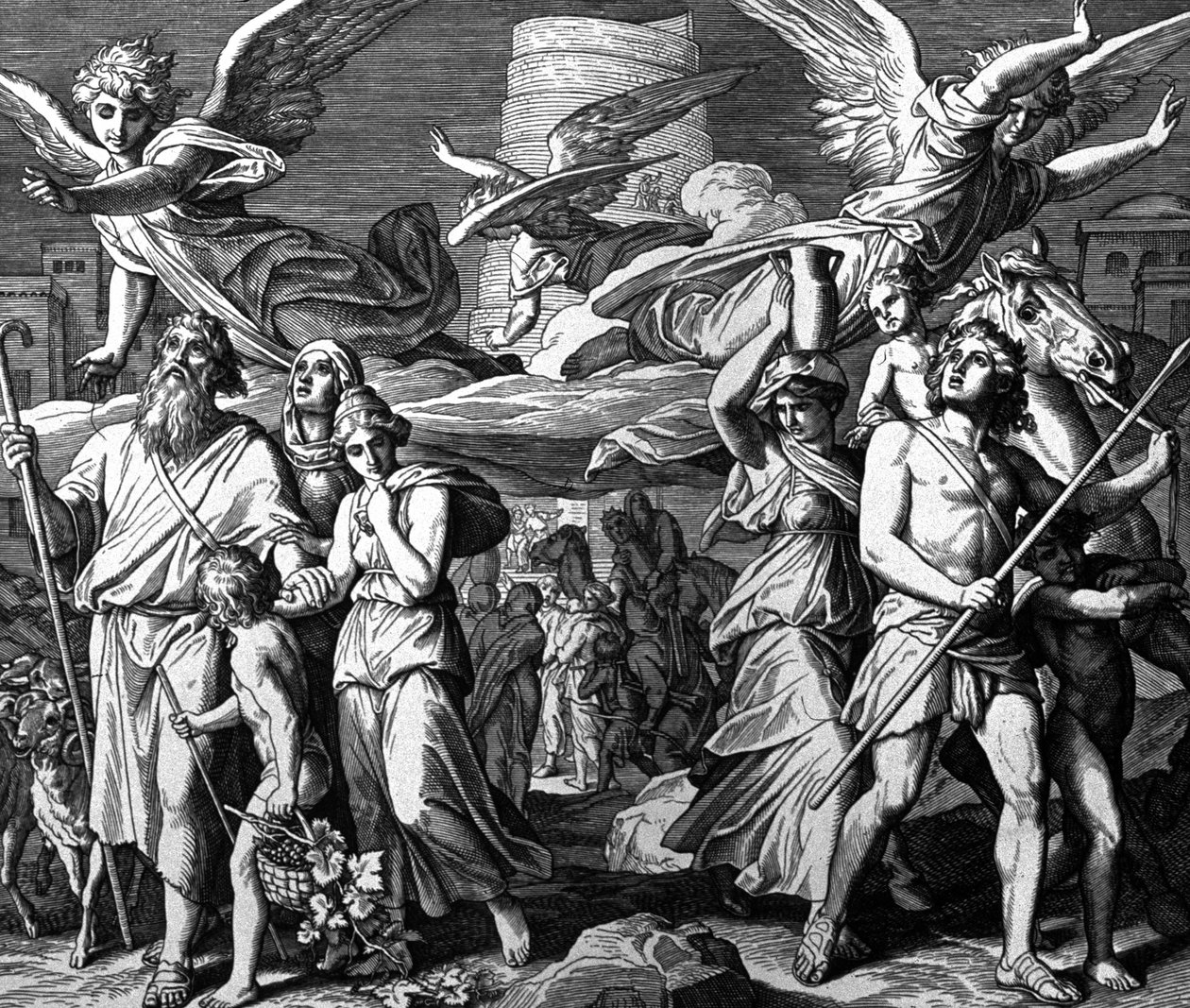 Bábel, Noé leszármazottainak szétszóródása alkotó: Julius Schnorr von Carolsfeld