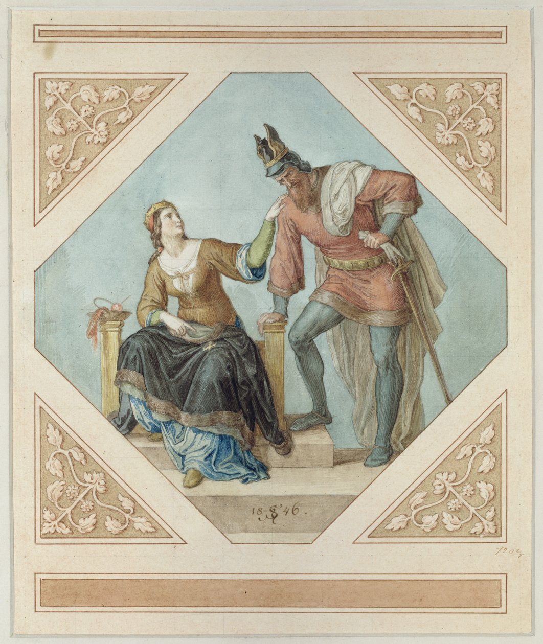 Brunhilde és Hagen, illusztrációja Richard Wagner (1813-83) „The Niebelungen” című művéhez, 1846 alkotó: Julius Schnorr von Carolsfeld