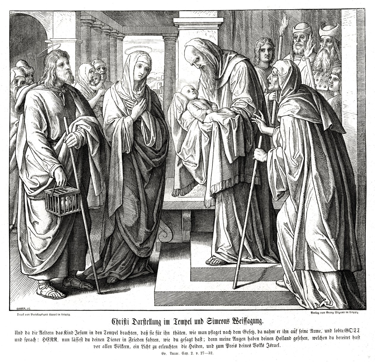 Krisztust bemutatják a templomban, Lukács evangéliuma alkotó: Julius Schnorr von Carolsfeld