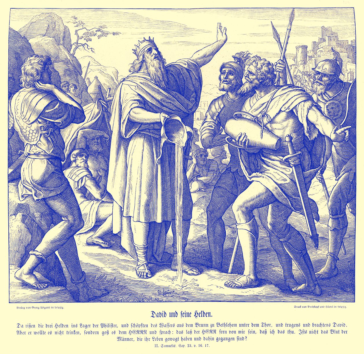 Dávid és a három hatalmas ember, 2Sámuel alkotó: Julius Schnorr von Carolsfeld