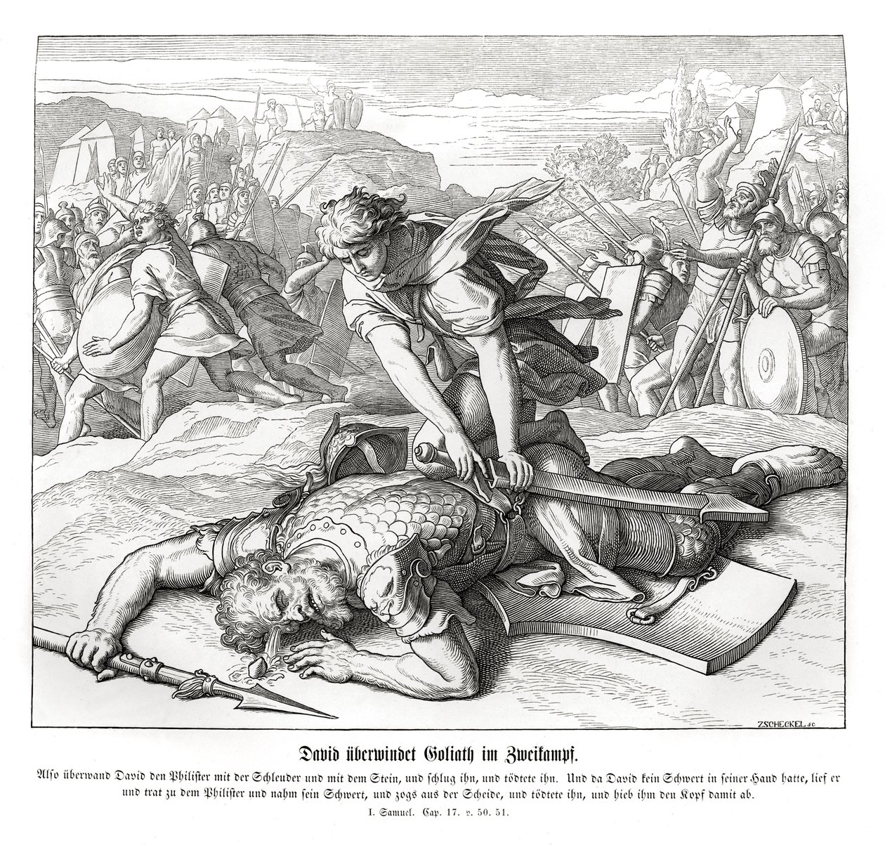 Dávid legyőzi Góliátot alkotó: Julius Schnorr von Carolsfeld