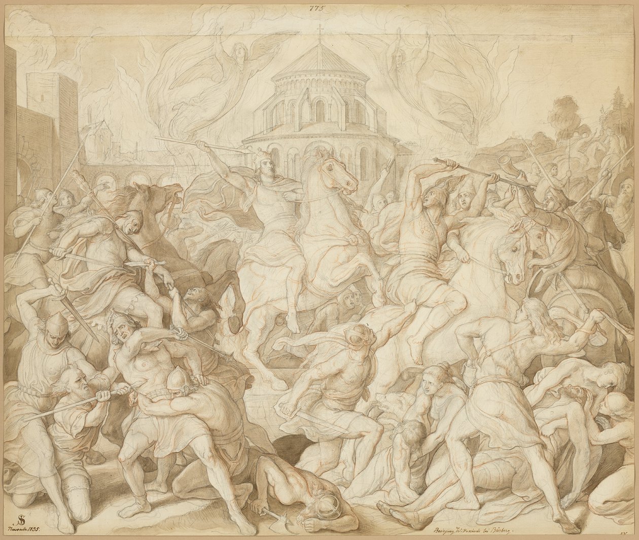Wittekind veresége Bürberg közelében alkotó: Julius Schnorr von Carolsfeld