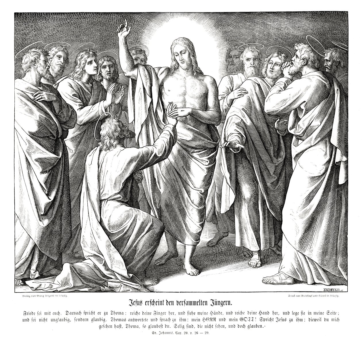 Kételkedő Tamás, János evangéliuma alkotó: Julius Schnorr von Carolsfeld