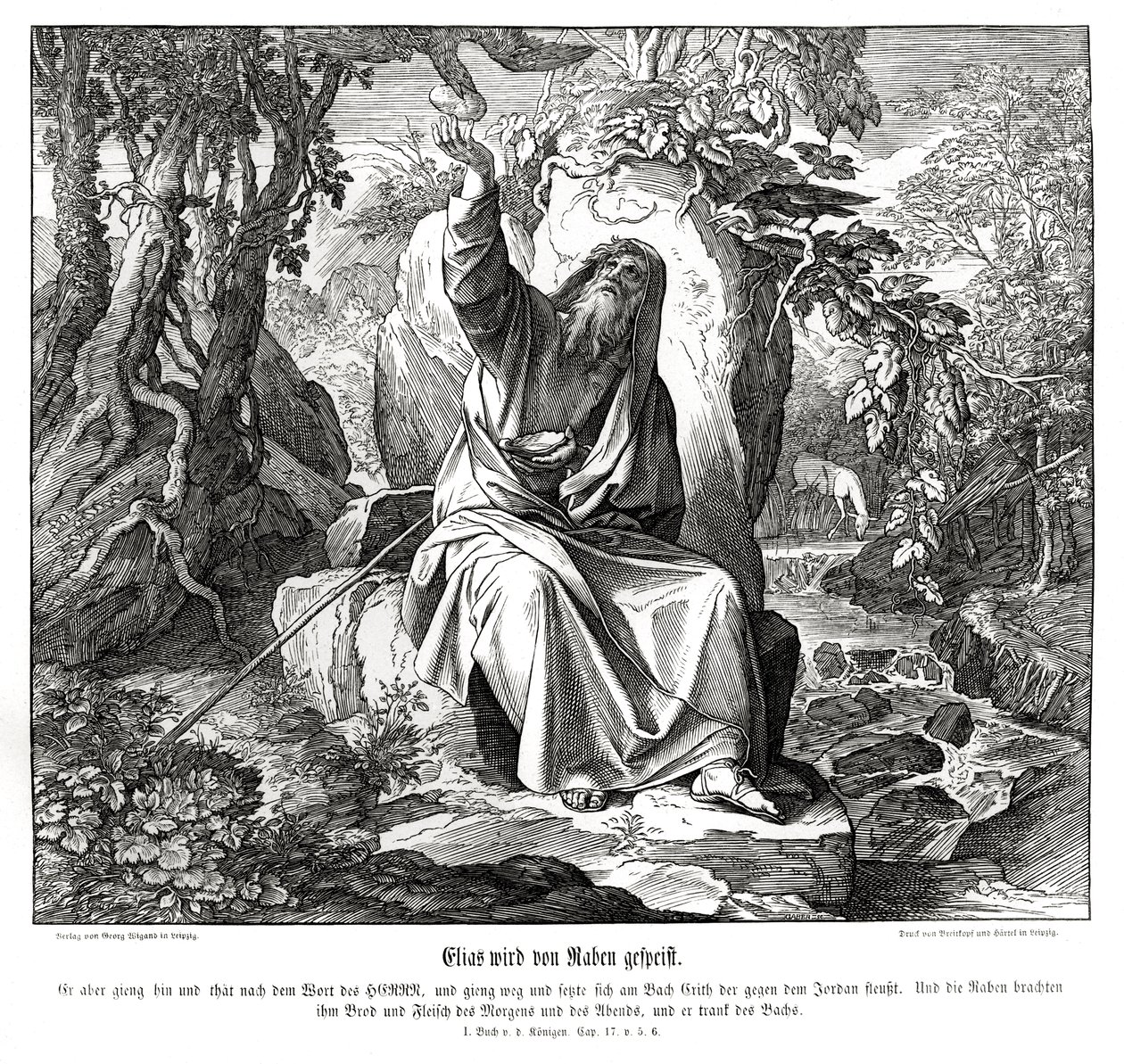 Illést hollók táplálják alkotó: Julius Schnorr von Carolsfeld