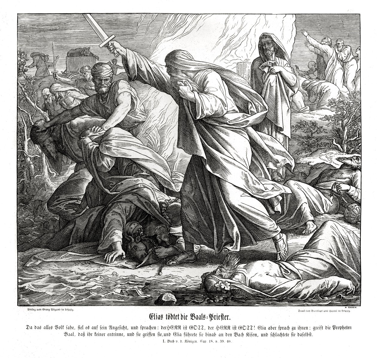 Illés megöli Baal prófétáit alkotó: Julius Schnorr von Carolsfeld