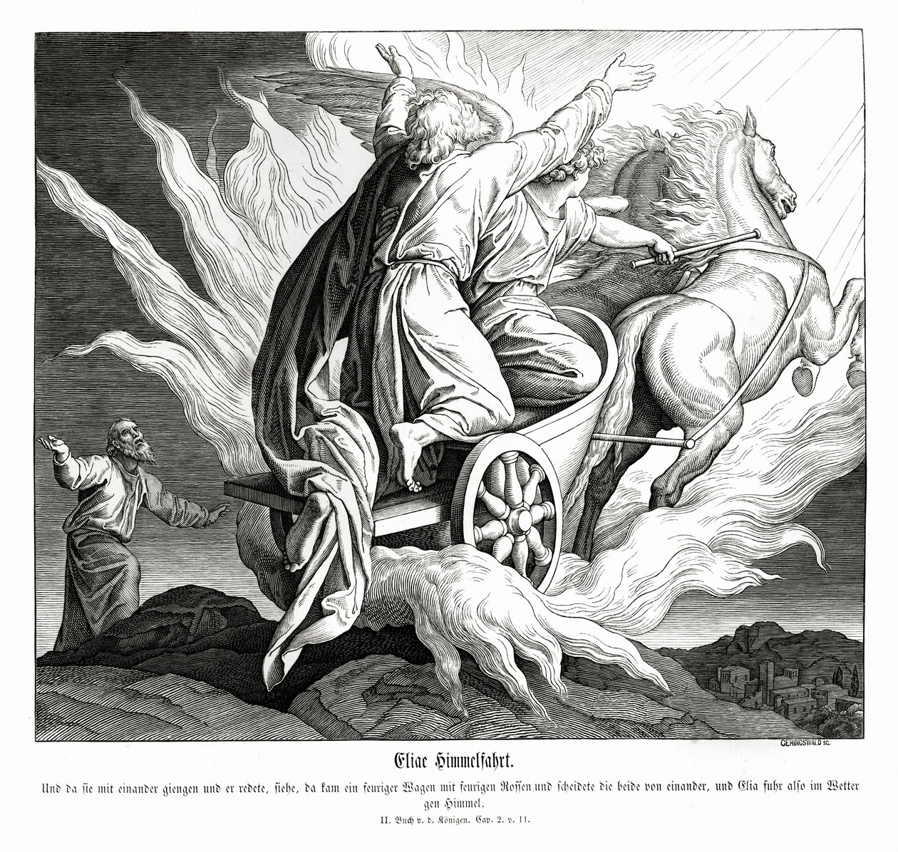 Illés mennybemenetele, 2 király alkotó: Julius Schnorr von Carolsfeld