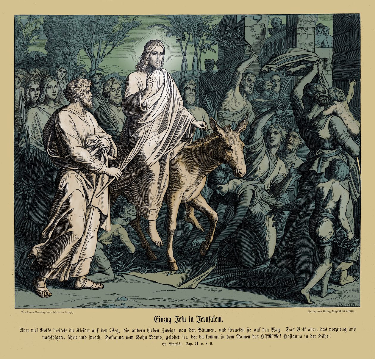 Jézus belépése Jeruzsálembe, Máté evangéliuma alkotó: Julius Schnorr von Carolsfeld
