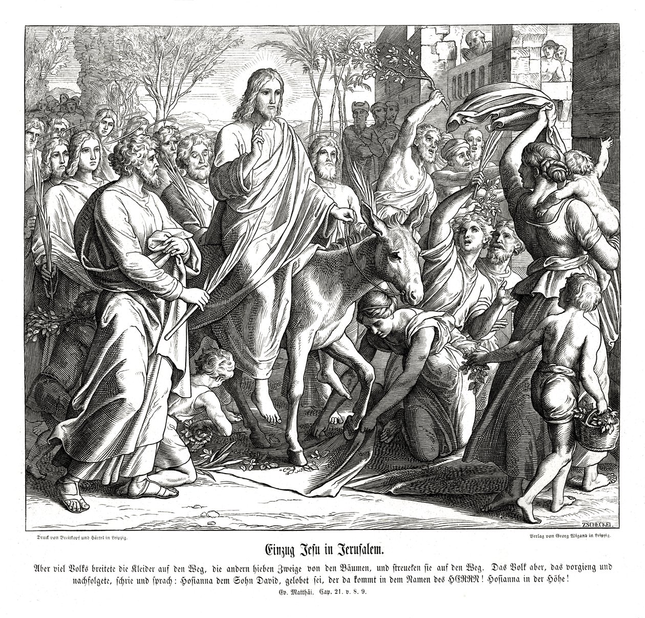 Jézus belépése Jeruzsálembe, Máté evangéliuma alkotó: Julius Schnorr von Carolsfeld