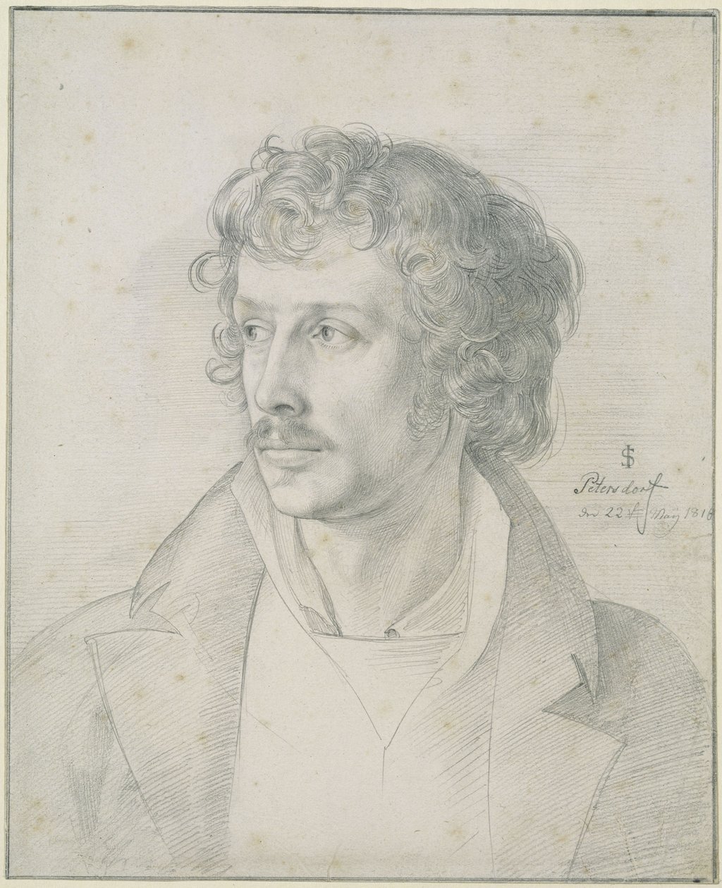 Friedrich Olivier 25 évesen, mellkép, balra tekintve alkotó: Julius Schnorr von Carolsfeld