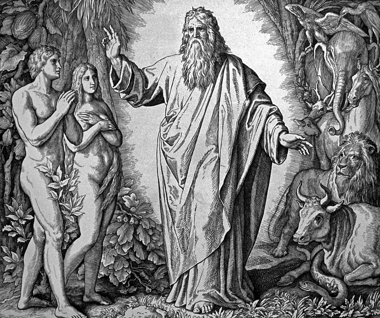 Isten megteremti Ádámot és Évát alkotó: Julius Schnorr von Carolsfeld