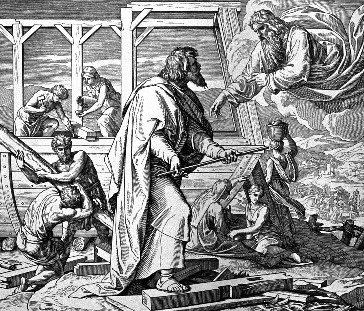 Isten figyelmezteti Noét az özönvízre alkotó: Julius Schnorr von Carolsfeld