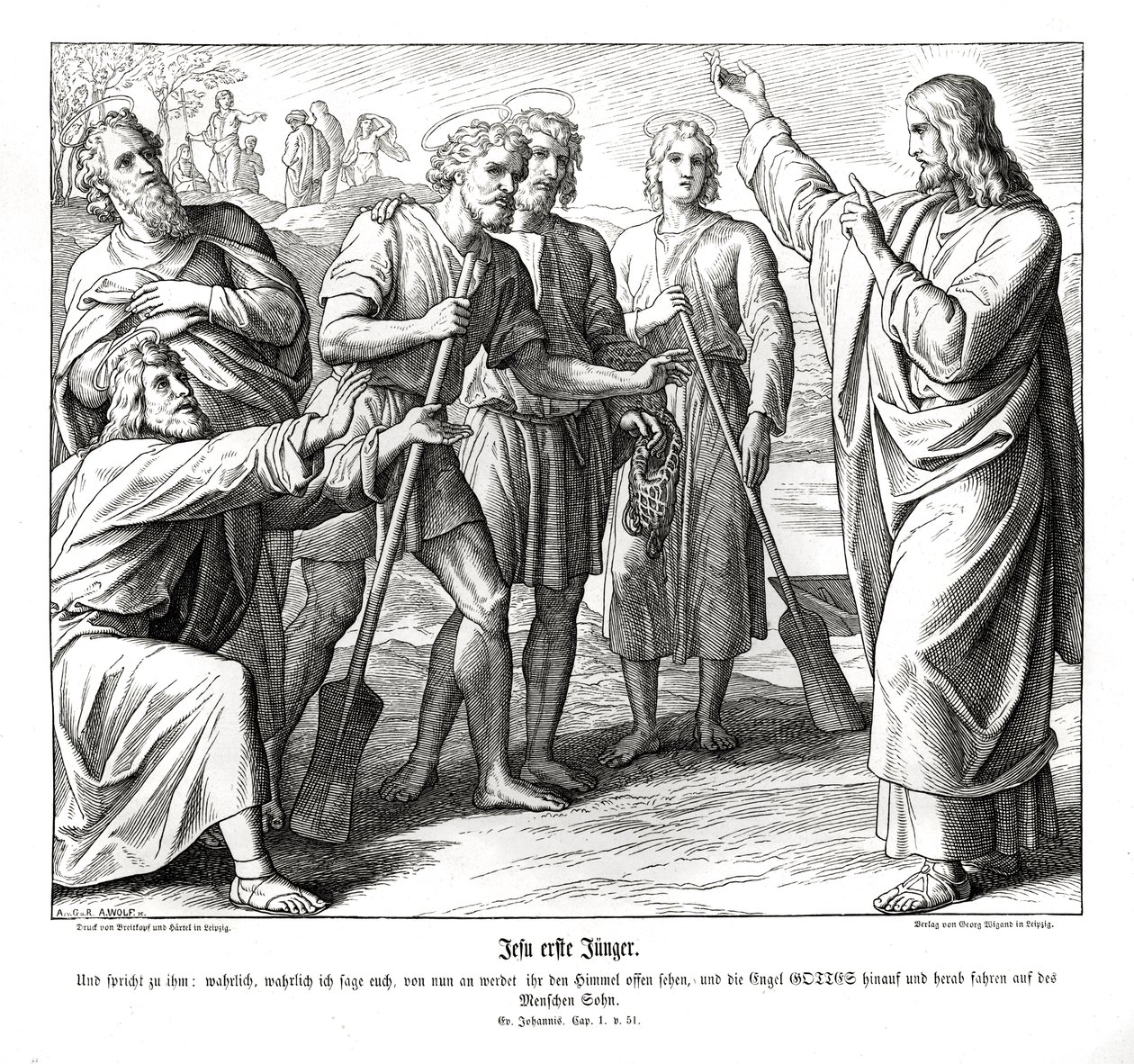Jézus és Nátániel, János evangéliuma alkotó: Julius Schnorr von Carolsfeld
