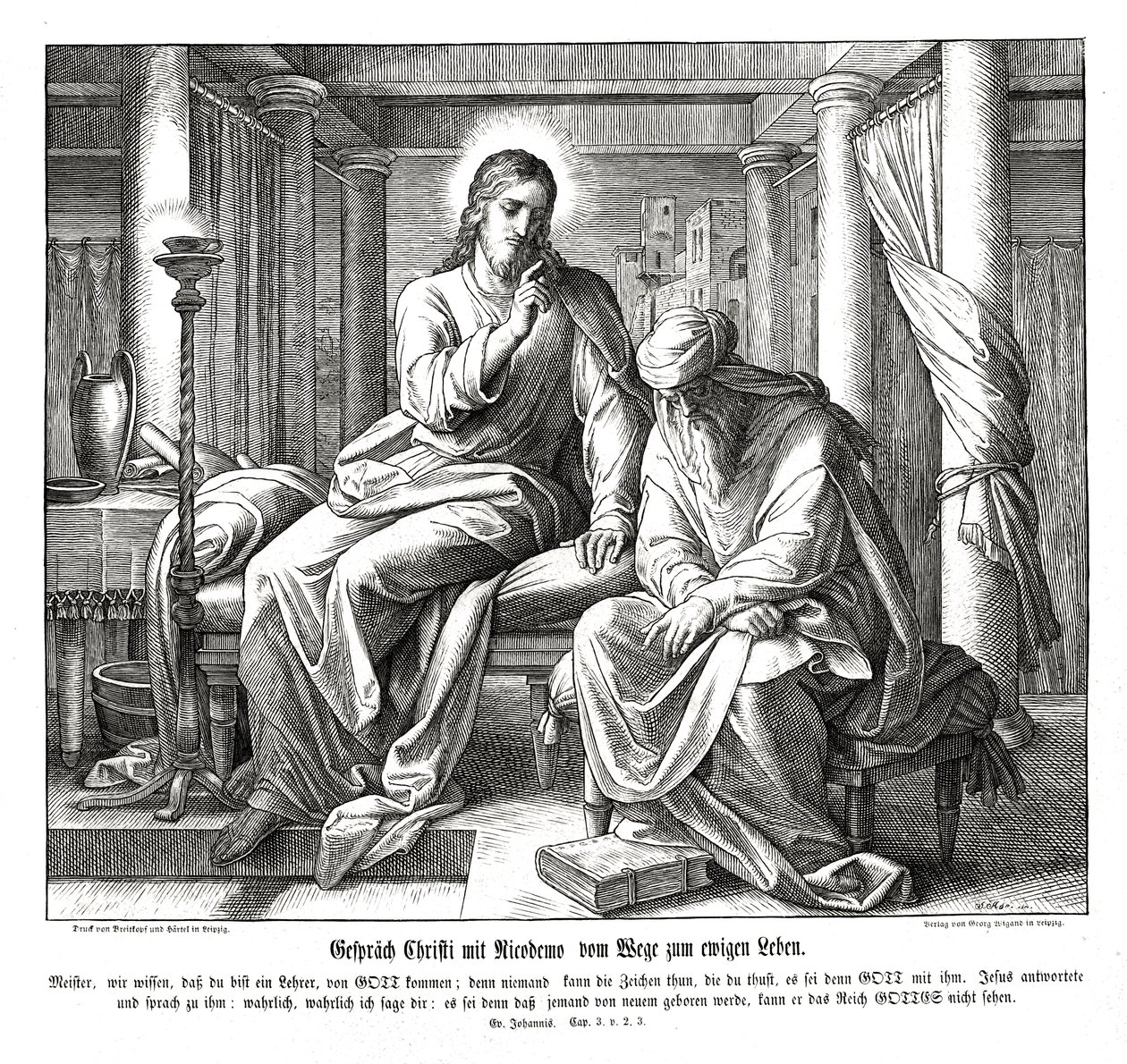 Jézus és Nikodémus, János evangéliuma alkotó: Julius Schnorr von Carolsfeld
