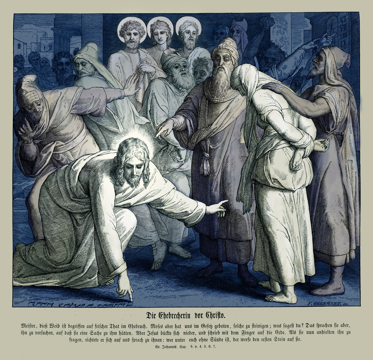 Jézus és a házasságtörő asszony, János evangéliuma alkotó: Julius Schnorr von Carolsfeld