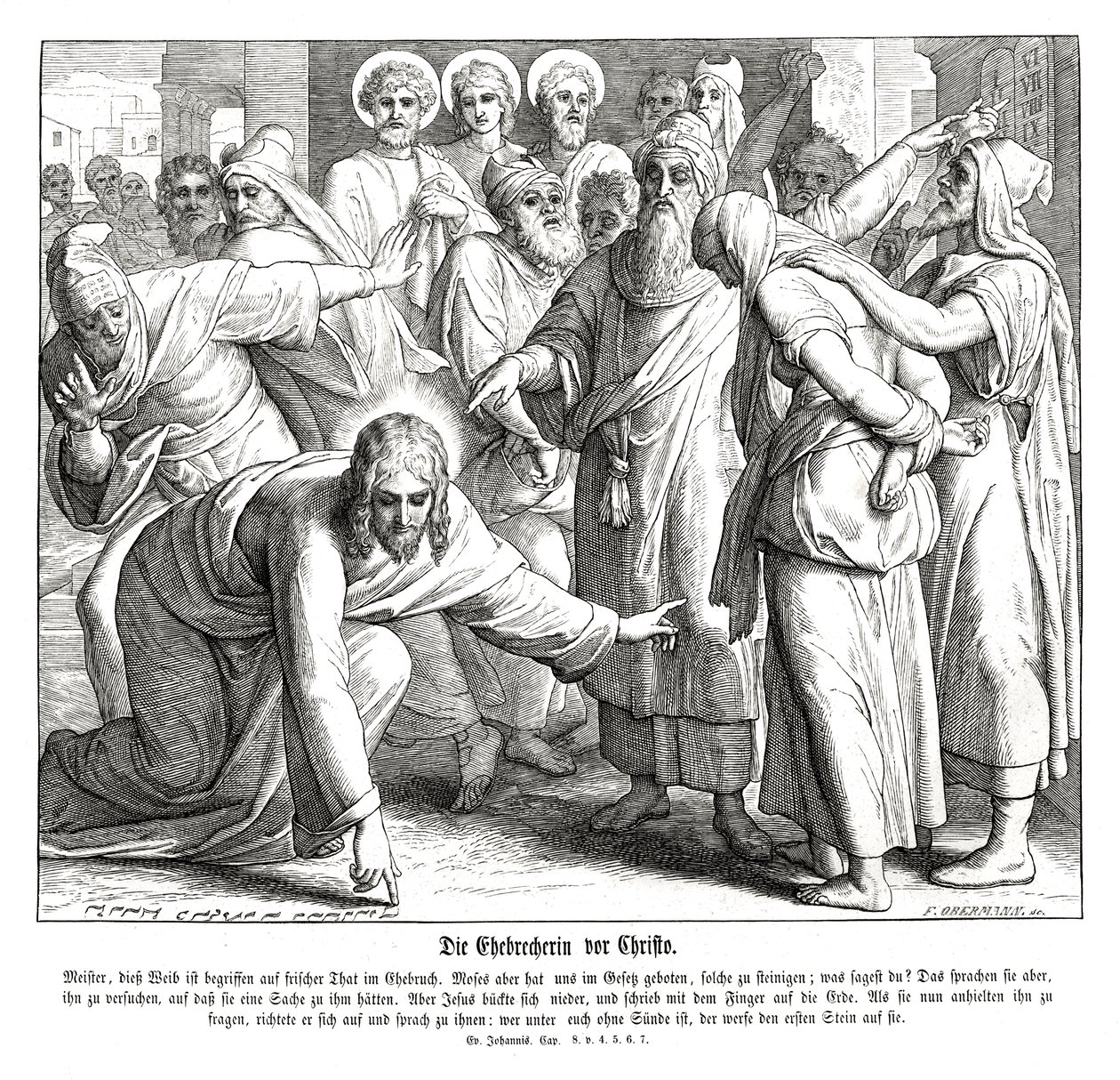 Jézus és a házasságtörő asszony, János evangéliuma alkotó: Julius Schnorr von Carolsfeld