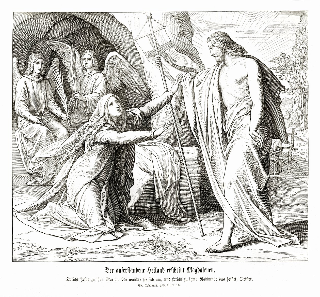 Jézus megjelenik Mária Magdolnának, János evangéliuma alkotó: Julius Schnorr von Carolsfeld