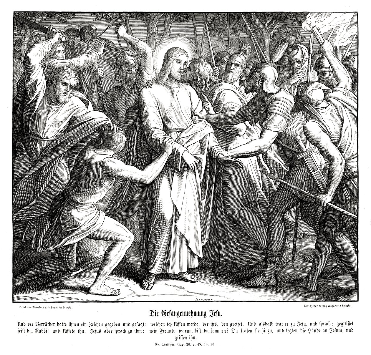 Jézus árulása, Máté evangéliuma alkotó: Julius Schnorr von Carolsfeld