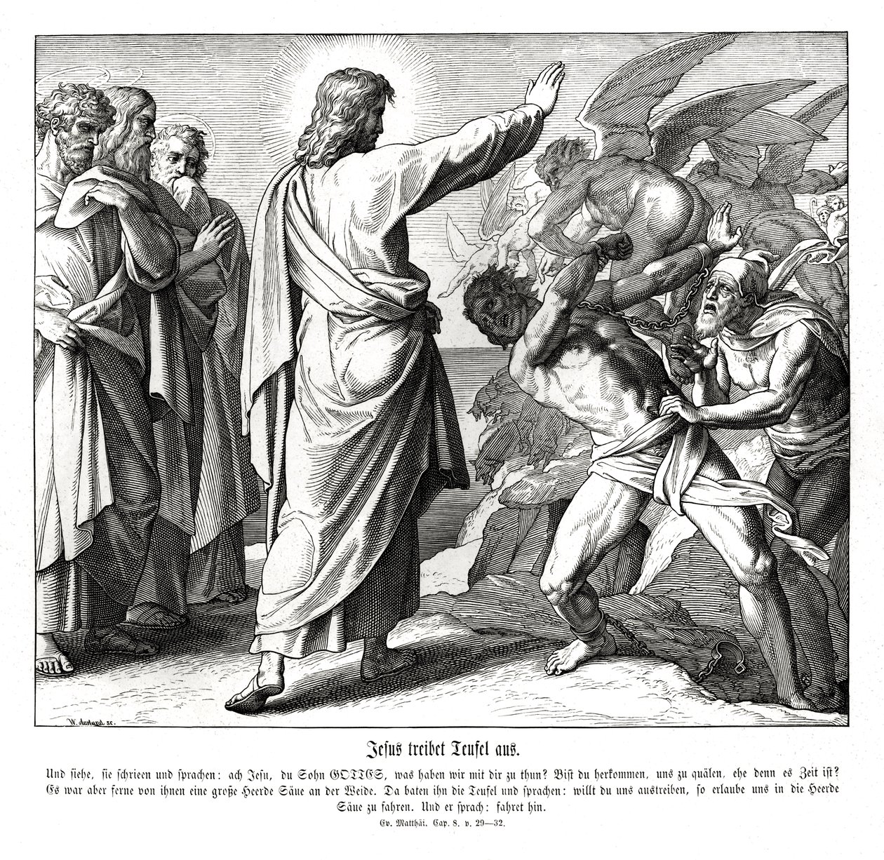 Jézus kiűzi a démonokat, Máté evangéliuma alkotó: Julius Schnorr von Carolsfeld