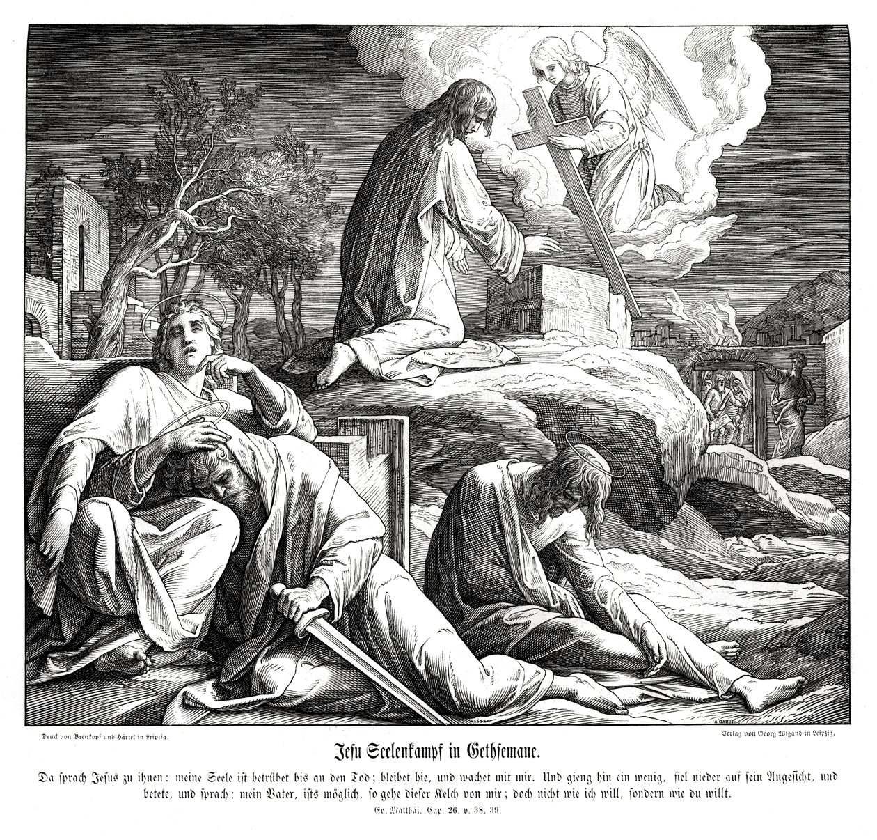 Jézus a Getszemáni kertben, Máté evangéliuma alkotó: Julius Schnorr von Carolsfeld