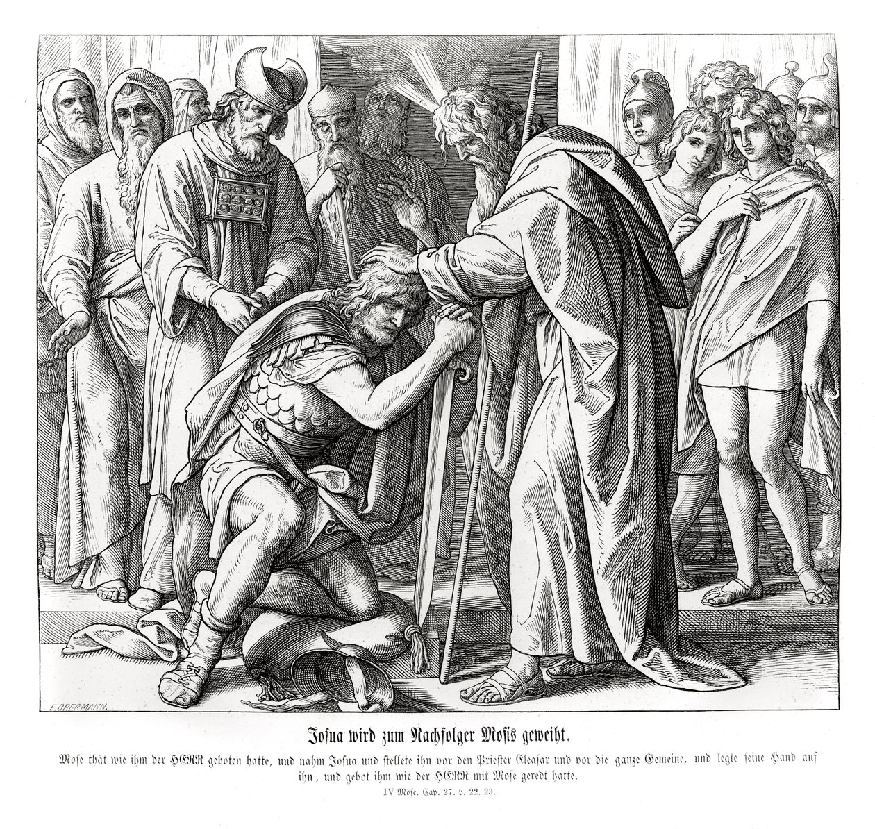 Józsuét kinevezik Mózes utódjának, Numberst alkotó: Julius Schnorr von Carolsfeld