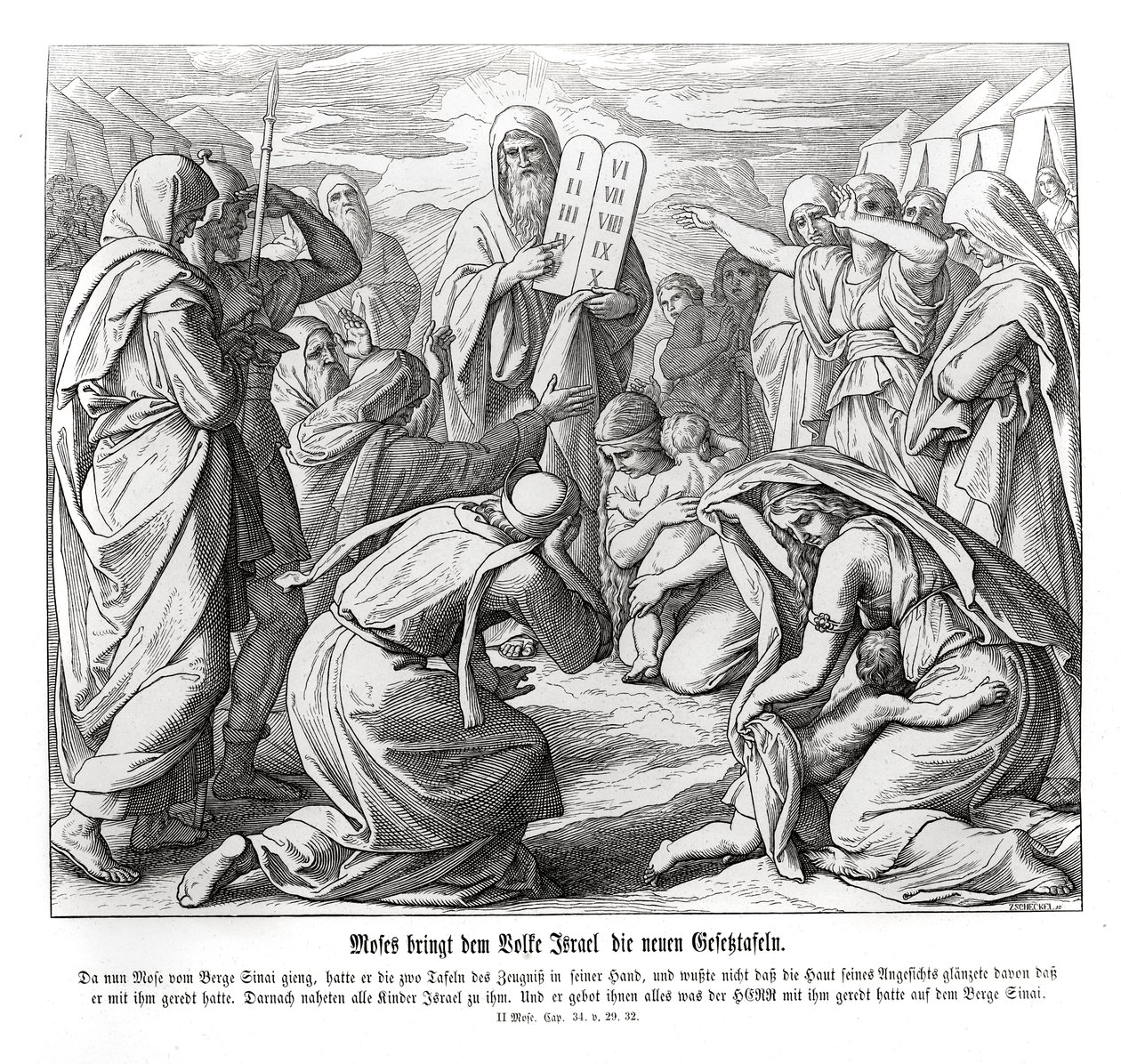Mózes átadja a parancsolatokat, Exodus alkotó: Julius Schnorr von Carolsfeld