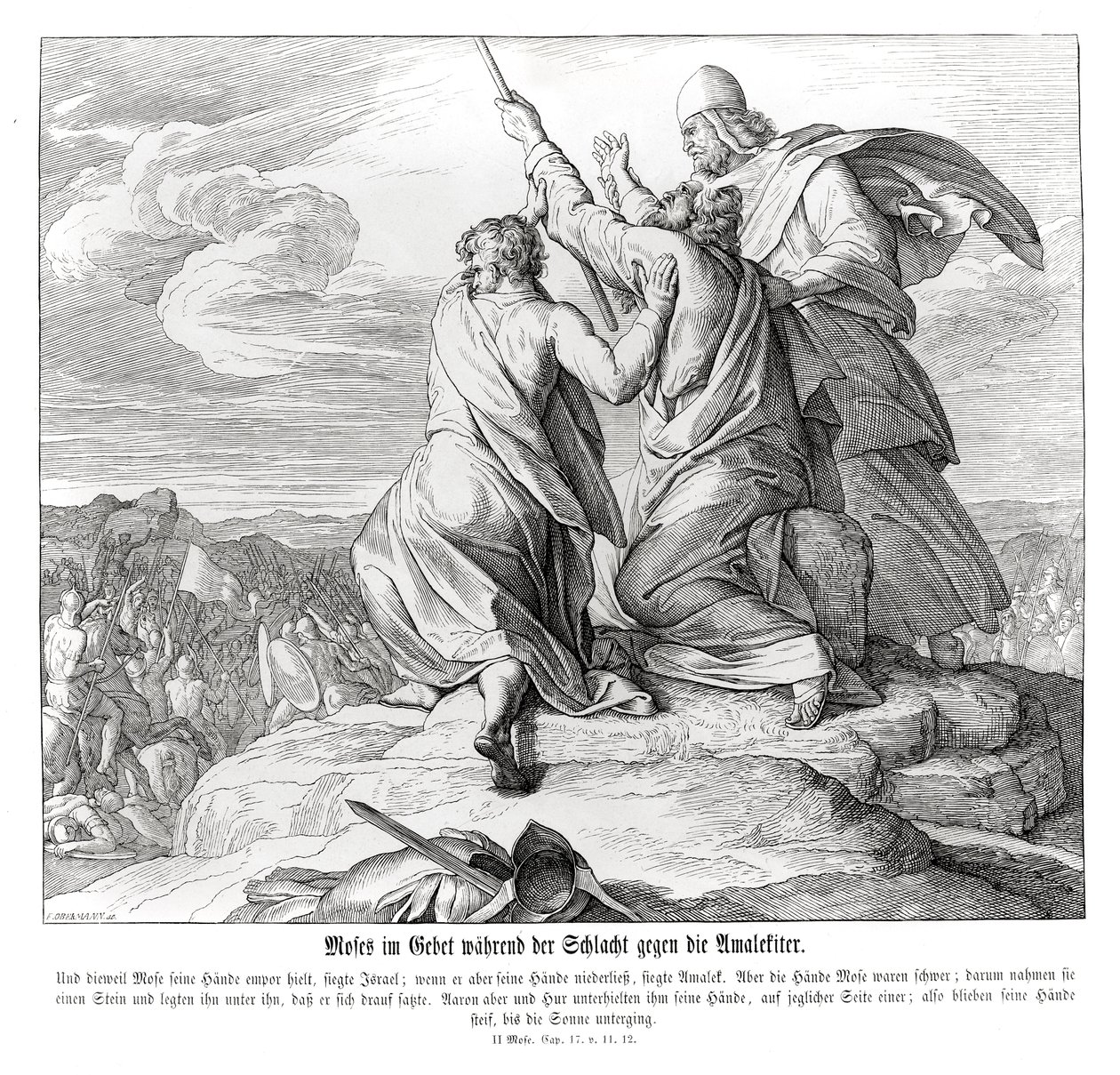 Mózes imádkozik az Amalekkel vívott csata során, Exodus alkotó: Julius Schnorr von Carolsfeld