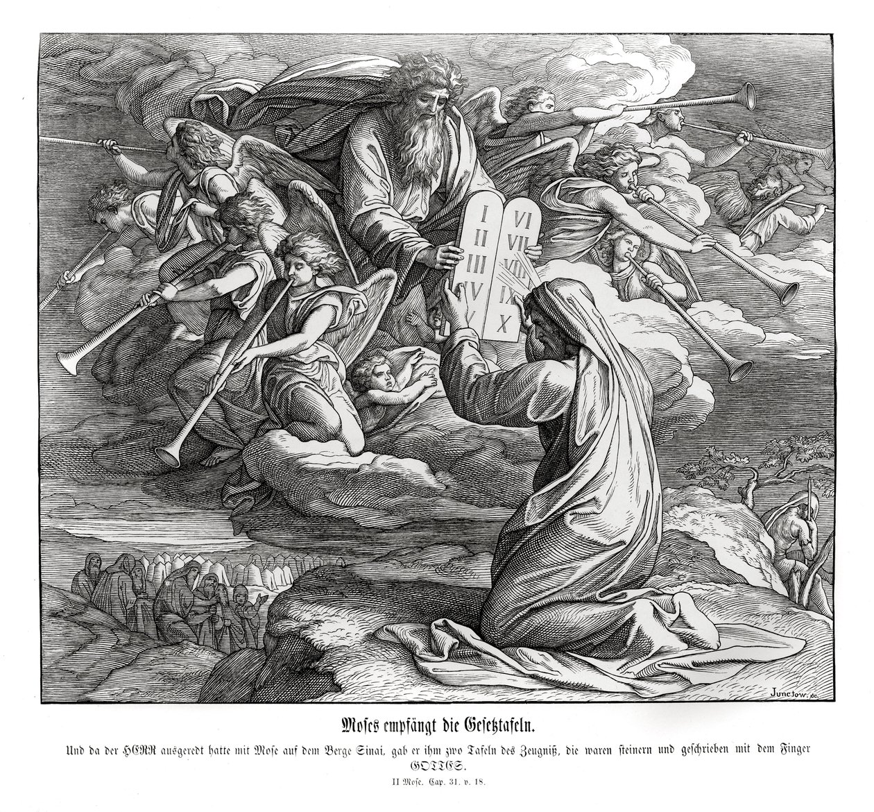 Mózes megkapja a parancsolatokat, Exodus alkotó: Julius Schnorr von Carolsfeld