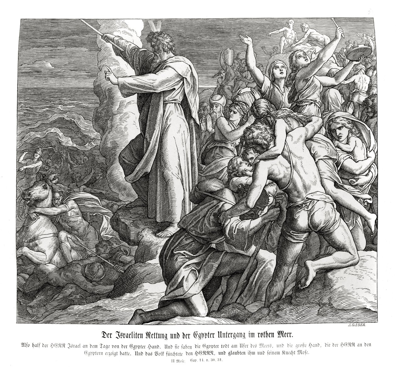 A Vörös-tenger elválása, Exodus alkotó: Julius Schnorr von Carolsfeld