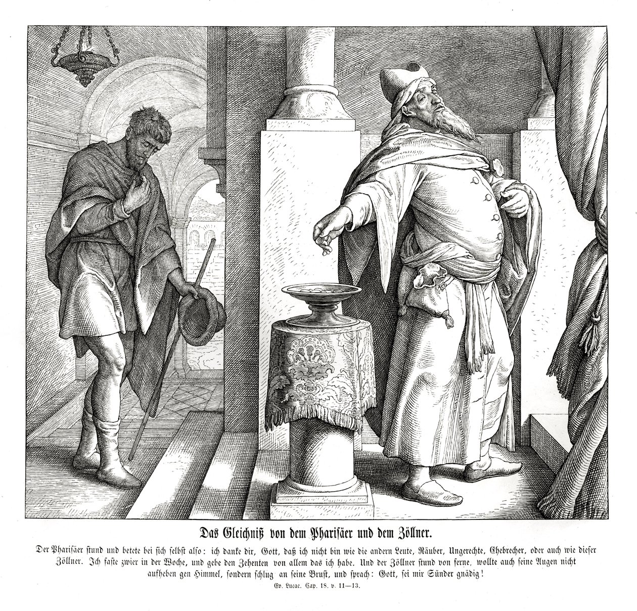 A farizeus és a vámszedő, Lukács evangéliuma alkotó: Julius Schnorr von Carolsfeld