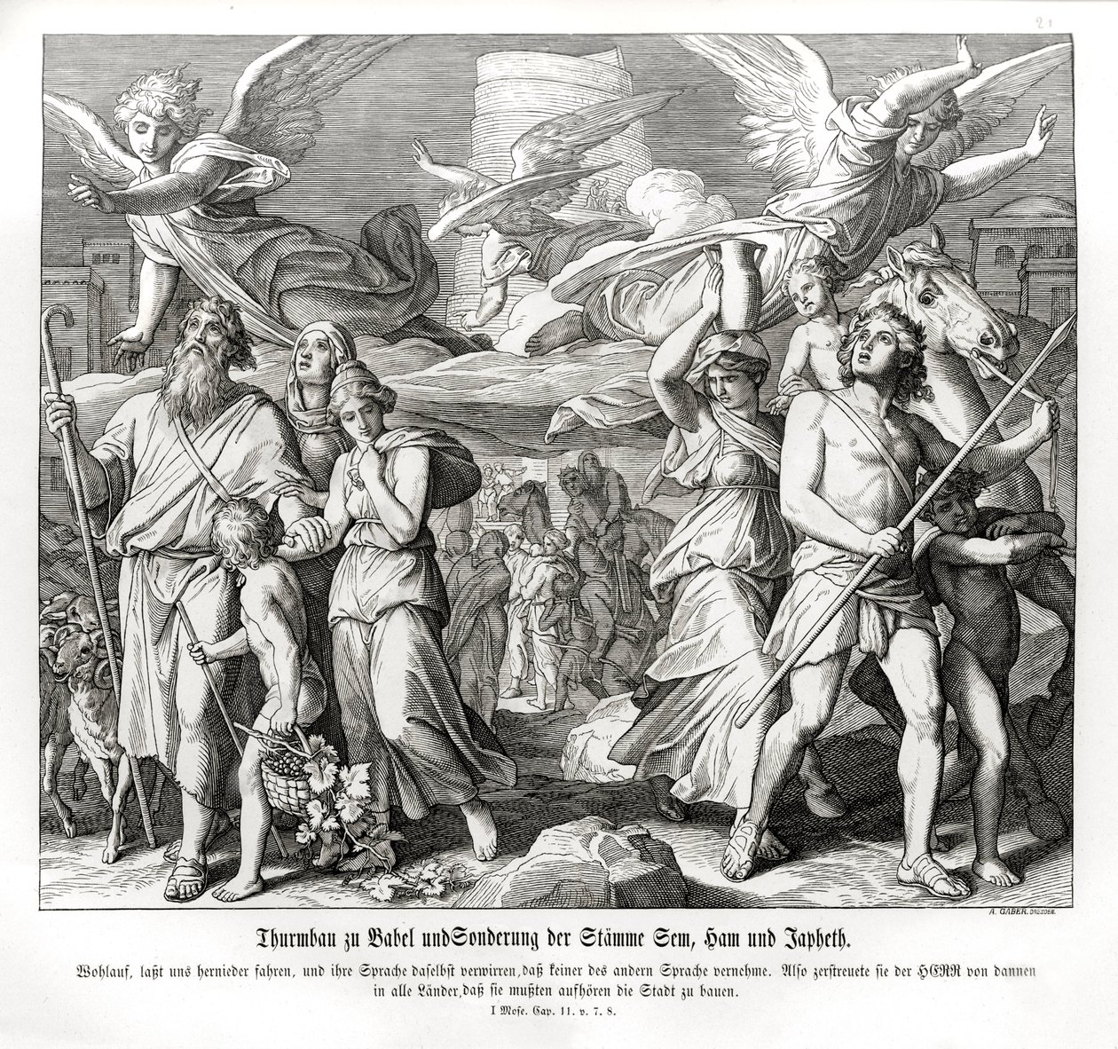 Bábel tornya, Genesis alkotó: Julius Schnorr von Carolsfeld