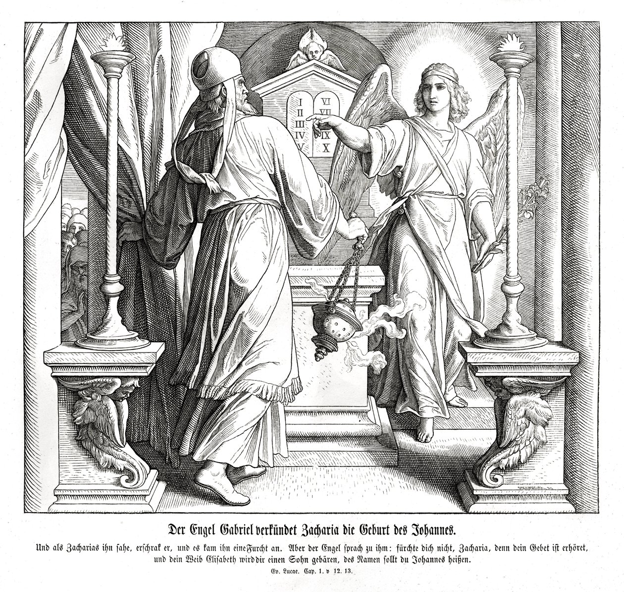 Gábriel angyal megjelenik Zakariásnak, Lukácsnak alkotó: Julius Schnorr von Carolsfeld