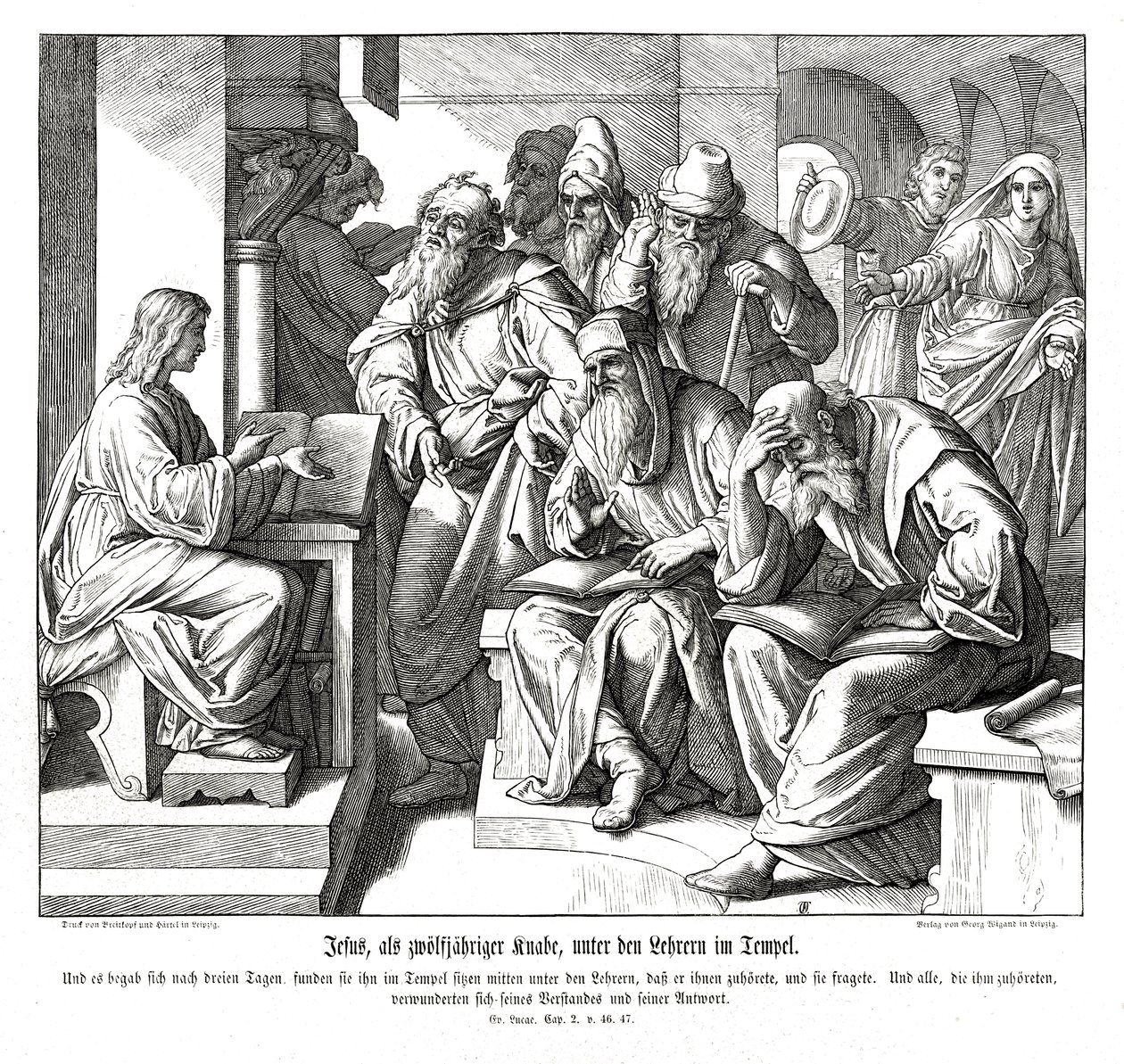 A gyermek Jézus a templomban, Lukács evangéliuma alkotó: Julius Schnorr von Carolsfeld