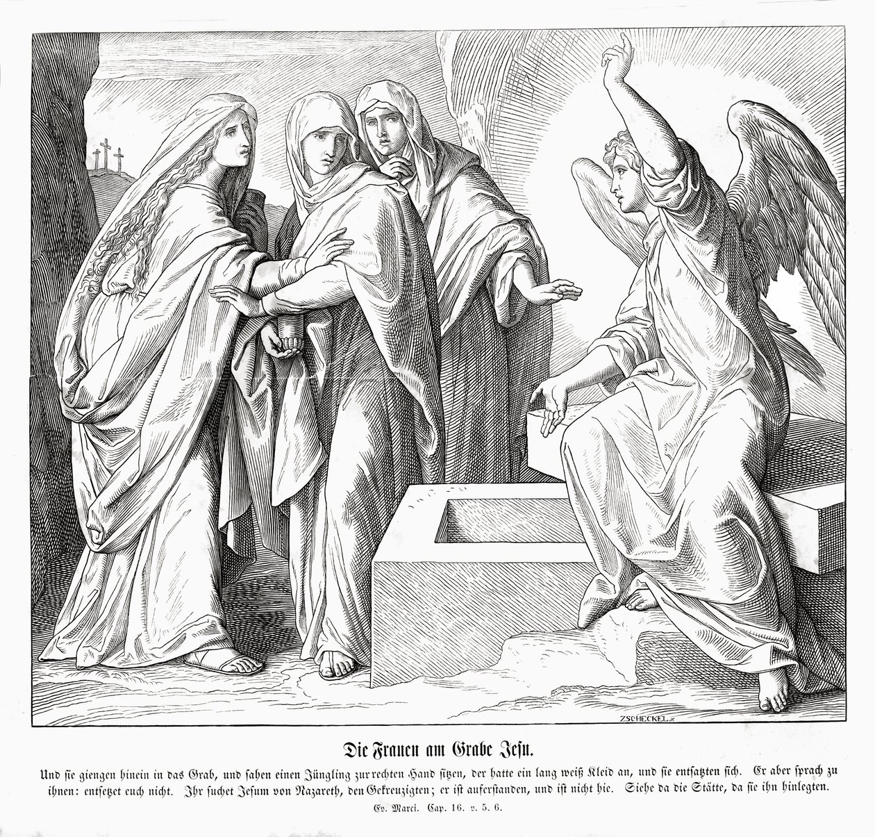 Az asszonyok Jézus sírjánál, Márk evangéliuma alkotó: Julius Schnorr von Carolsfeld