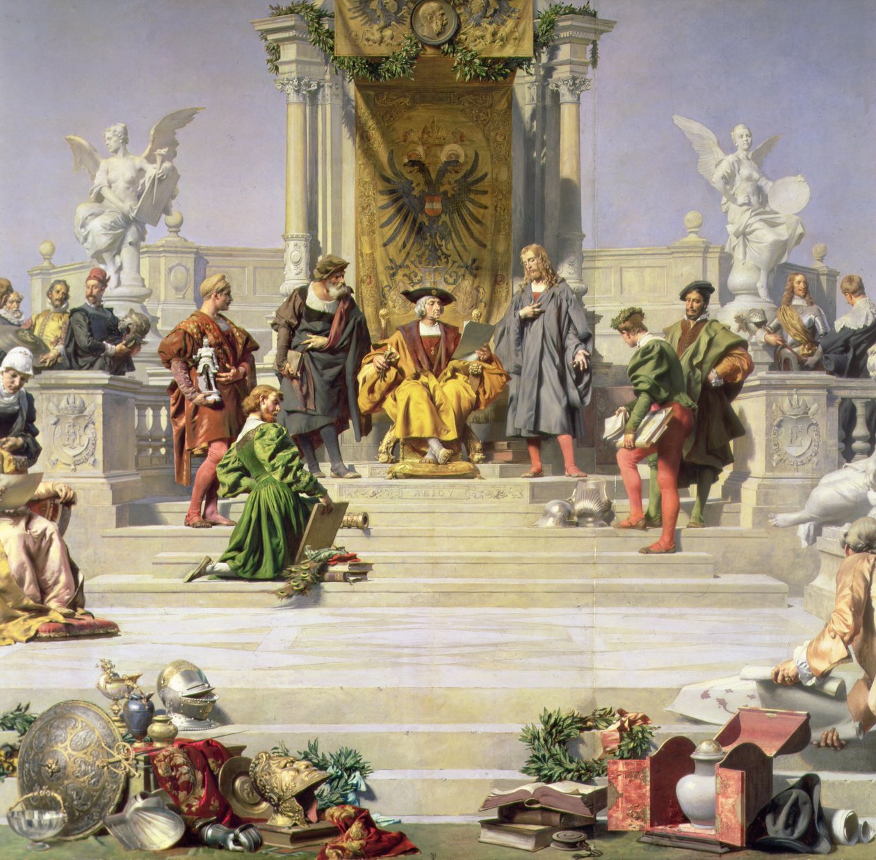 A Habsburg-ház művészetpártolása: egy mennyezetkép középső része, 1891 (lásd még 70754 és 70756) alkotó: Julius Victor Berger