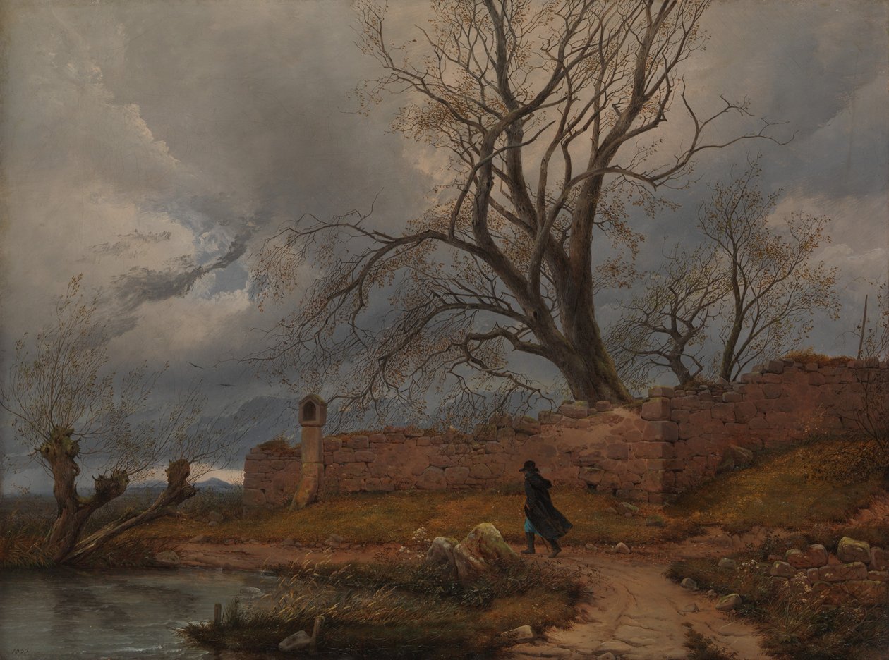 Vándor a viharban, 1835. alkotó: Julius von Leypold