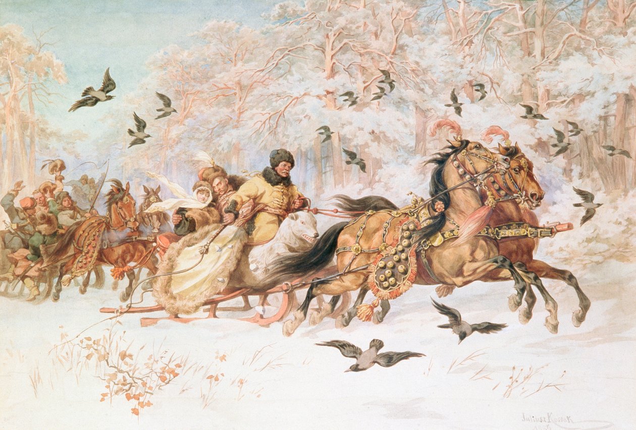 Olenka és Kmicic Kuligban, 1887 körül alkotó: Juliusz Fortunat Kossak