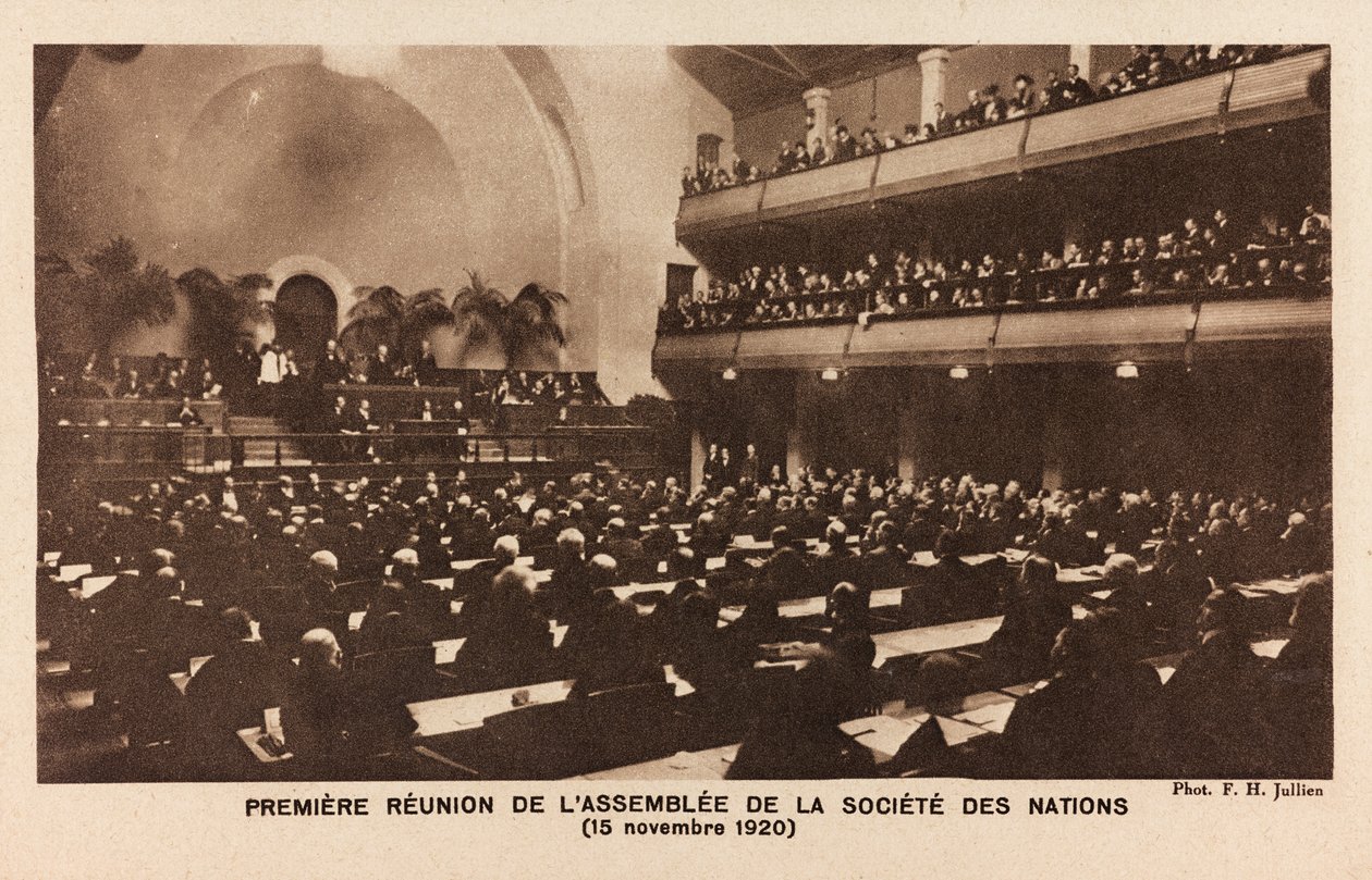 Album "Jack Bosio – Háborús kampány 1917-1920": Az Egyesült Nemzetek Szervezetének első ülése Genfben november 15. alkotó: Jullien F. H.