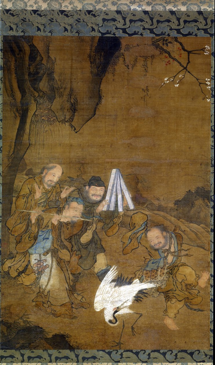 Daruval táncoló Halhatatlanok (tinta és szín selyemen) alkotó: Jun Liu