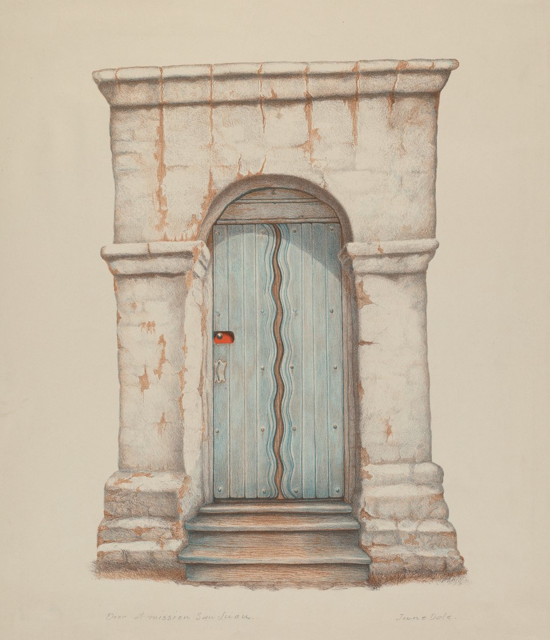 Ajtó a Mission San Juanban alkotó: June Dale
