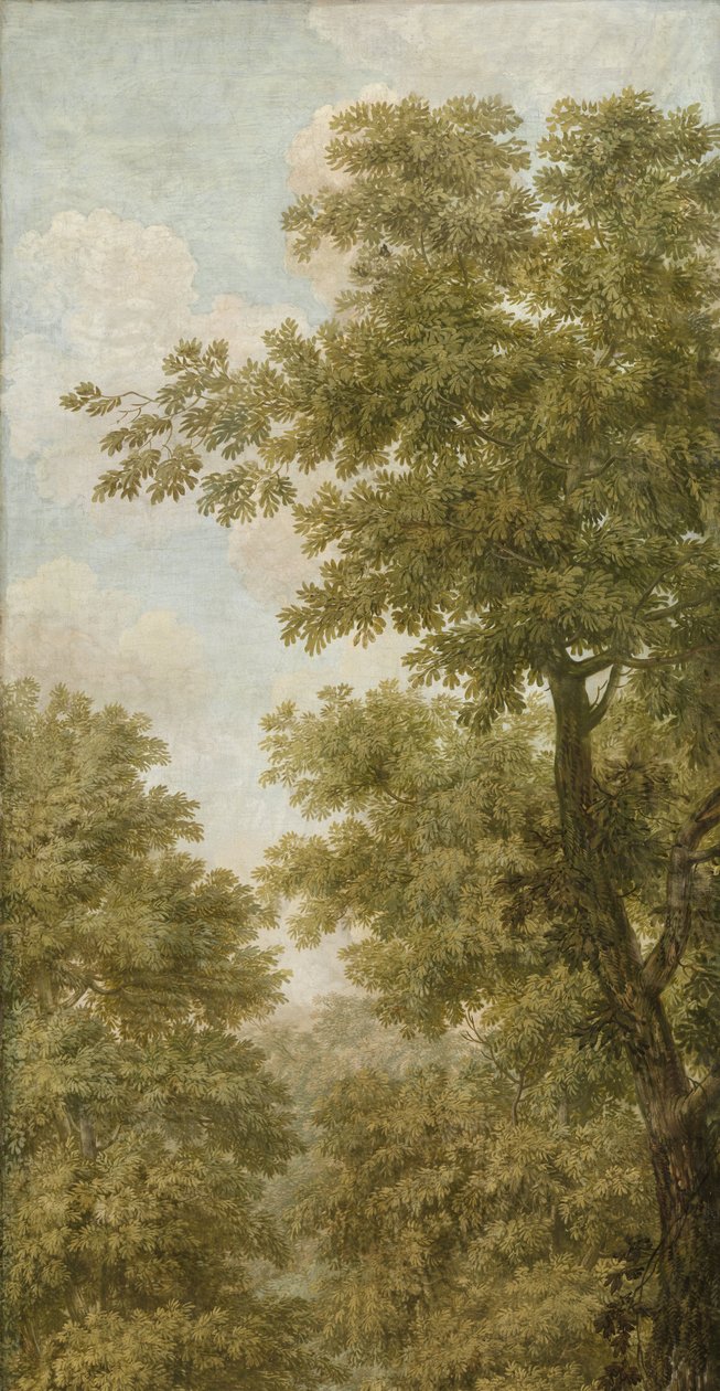 Három falvédő, holland tájjal Tapétafestés egy holland tájról vidéki birtokkal Három tapéta festmény egy holland tájról alkotó: Jurriaan Andriessen (attributed to)