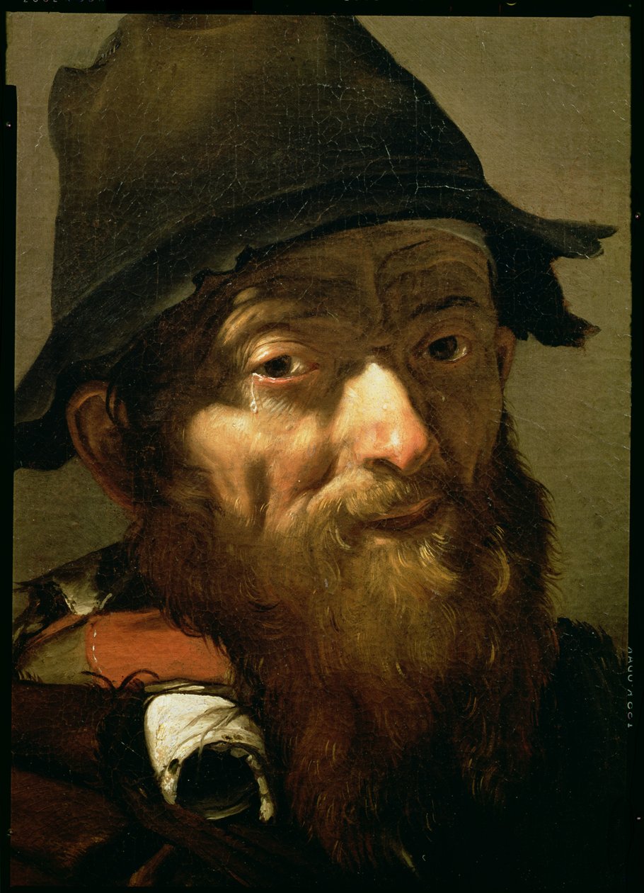 Egy öregember feje, egy öregember portréja hagymával, olaj, vászon részlete 91076 alkotó: Jusepe de Ribera
